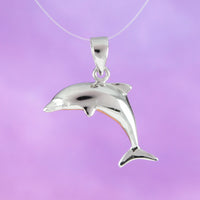 Beautiful Hawaiian Dolphin Necklace and Earring, Sterling Silver Leaping Dolphin Pendant, N2002S Birthday Valentine Wife Mom Girl Gift
