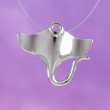 Unique Hawaiian Small Manta Ray Necklace, Sterling Silver 3D Manta Ray Charm Pendant, N2009 Birthday Valentine Mom Girl Gift, Island Jewelry