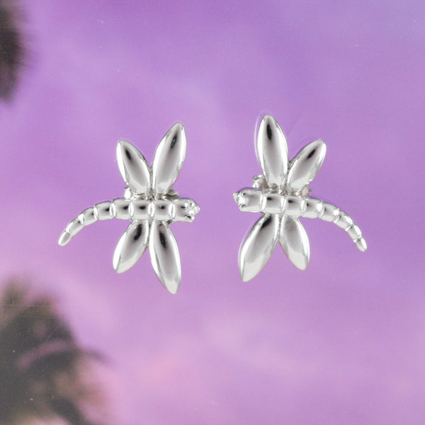 Unique Hawaiian Dragonfly Earring, Sterling Silver Dragonfly Stud Earring, E4111 Birthday Wife Mom Girl Valentine Gift, Island Jewelry