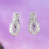 Beautiful Hawaiian Pineapple Earring, Sterling Silver Pineapple Stud Earring, E4119 Birthday Wife Mom Girl Valentine Gift, Island Jewelry