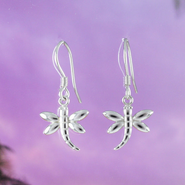 Pretty Hawaiian Dragonfly Earring, Sterling Silver Dragonfly Dangle Earring, E4110 Birthday Mom Girl Valentine Gift, Island Jewelry
