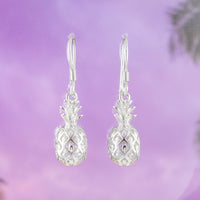 Beautiful Hawaiian 3D Pineapple Earring, Sterling Silver Pineapple Dangle Earring, E4120 Birthday Wife Mom Valentine Gift, Island Jewelry