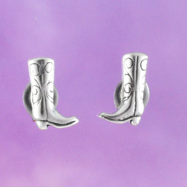 Unique Texan Cowgirl Boot Earring, Sterling Silver Cowboy Boot Stud Earring, E8156 Birthday Mom Wife Girl Valentine Gift