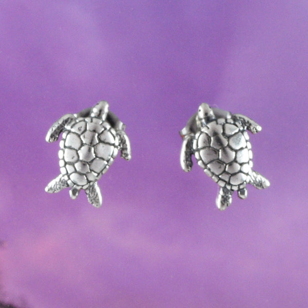 Pretty Hawaiian Sea Turtle Earring, Sterling Silver Turtle Stud Earring, E8666 Birthday Wife Mom Girl Valentine Gift, Island Jewelry