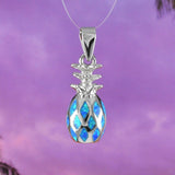 Unique Beautiful Hawaiian 3D Blue Opal Pineapple Necklace, Sterling Silver Blue Opal Pineapple Pendant, N8385 Birthday Mom Valentine Gift