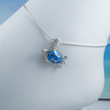 Gorgeous Hawaiian Blue Opal Sea Turtle Anklet or Bracelet, Sterling Silver Opal Turtle Charm Bracelet, A6021 Birthday Mom Valentine Gift