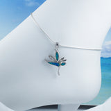Unique Hawaiian Blue Opal Bird of Paradise Anklet or Bracelet, Sterling Silver Opal Bird of Paradise CZ Charm Bracelet, A6155 Birthday Gift