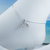 Pretty Hawaiian Whale Tail Anklet or Bracelet, Sterling Silver Whale Tail Charm Bracelet, A6101 Birthday Mom Wife Valentine Gift