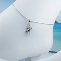 Unique Hawaiian Gecko Anklet or Bracelet, Sterling Silver Gecko Charm Bracelet, A2007 Birthday Mom Wife Girl Valentine Gift, Island Jewelry