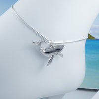 Unique Hawaiian Large Humpback Whale Anklet or Bracelet, Sterling Silver Whale Charm Bracelet, A6011 Birthday Mom Wife Valentine Gift