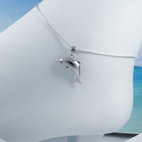 Pretty Hawaiian Dolphin Anklet or Bracelet, Sterling Silver Dolphin Charm Bracelet, A2002 Birthday Mom Wife Valentine Gift, Island Jewelry