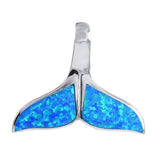 Beautiful Hawaiian Large Opal Whale Tail Necklace, Sterling Silver Blue Opal Whale Tail Pendant, N6018 Birthday Valentine Mom Gift